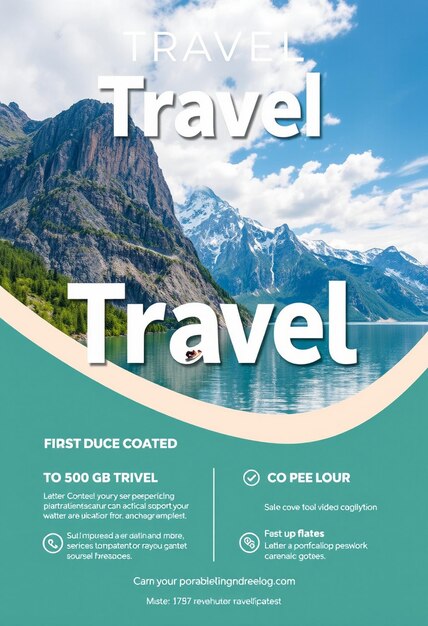 Vertical travel flyer template with photo