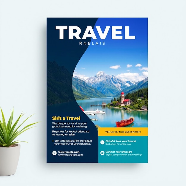 Vertical travel flyer template with photo