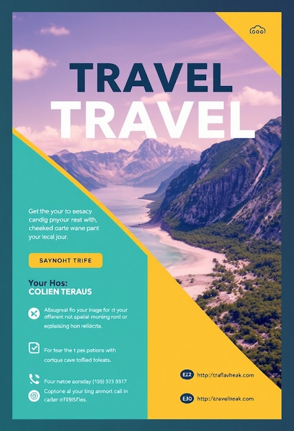 Vertical travel flyer template with photo