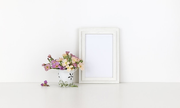 Vertical wooden frame  with flowers