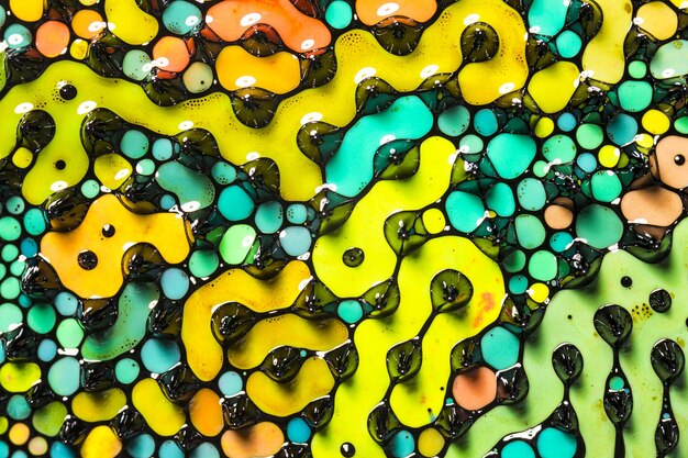 Very beautiful Abstract art. Style incorporates swirl, artistic design with colorful oil colors forming amazing intricate structures with ferrofluid