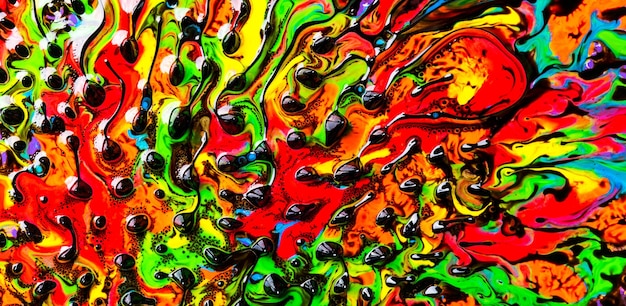 Very beautiful Abstract art. Style incorporates swirl, artistic design with colorful oil colors forming amazing intricate structures with ferrofluid