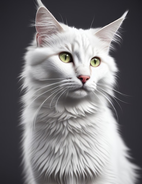 Very beautiful detailed white cat Generative AI