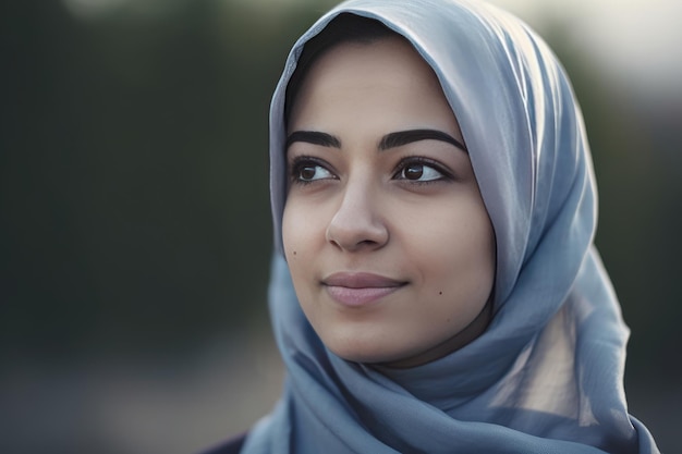 A very beautiful young woman with a hijab covering her head Generative AI