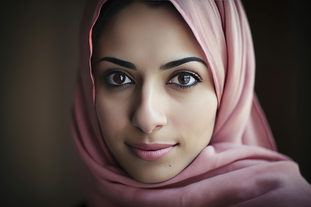 A very beautiful young woman with a hijab covering her head Generative AI