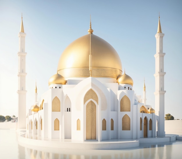 very clean white gold mosque