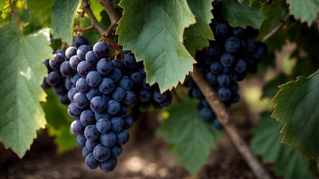 A very close view of grapes on a nice grape tree