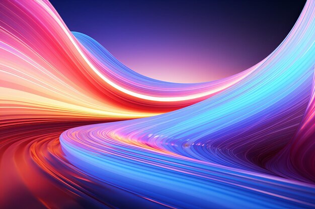 a very colorful abstract futuristic minimalism neon lights smooth and curved lines background