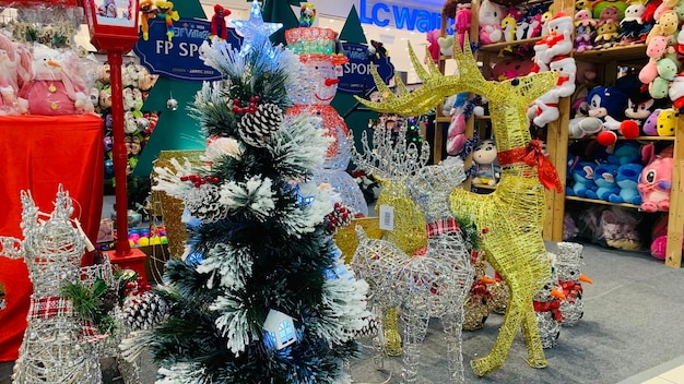 Very colourful and closeup of a  Christmas decoration on display.