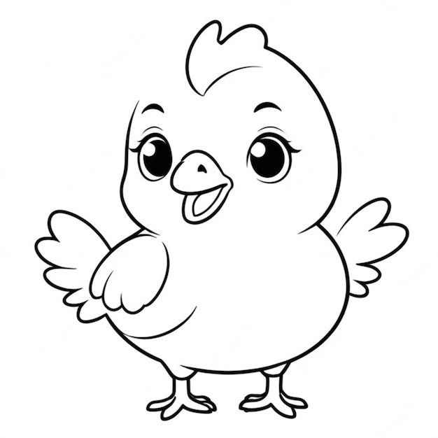 very cute chicken line art white background