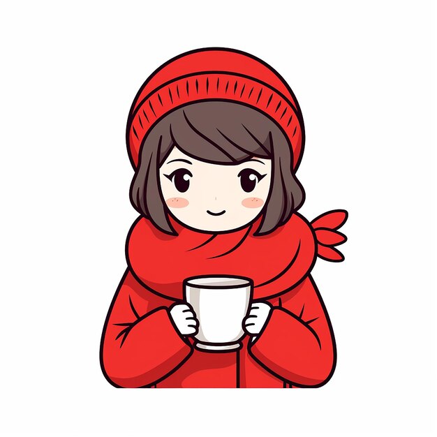 Very cute lazy girl wearing a red muffler