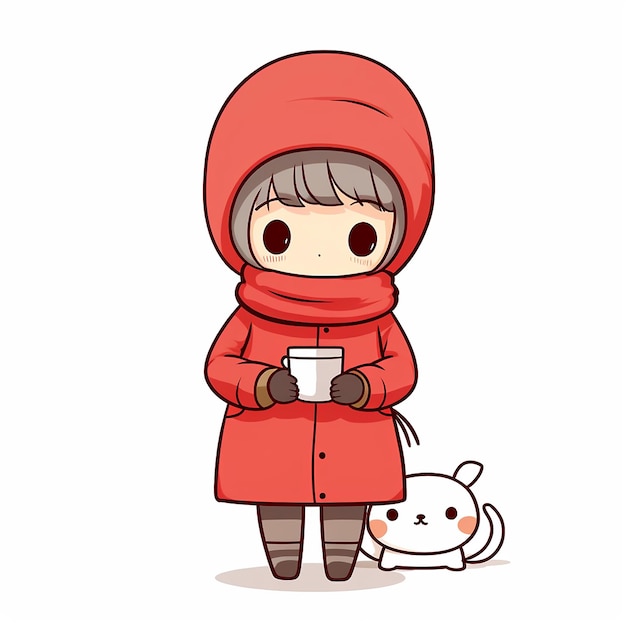 Very cute lazy girl wearing a red muffler