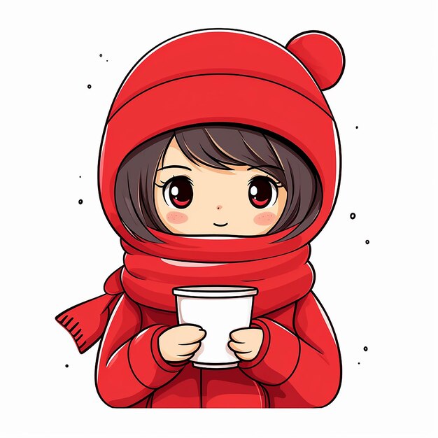 Very cute lazy girl wearing a red muffler