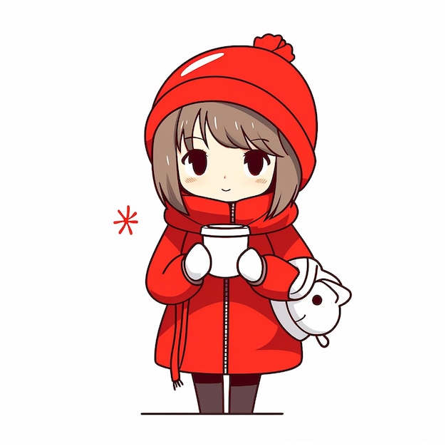 Very cute lazy girl wearing a red muffler