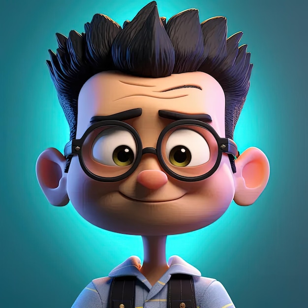 Photo a very cute looking cartoon character with glasses