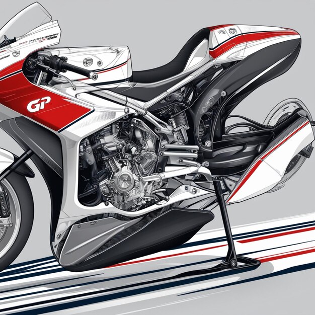 Photo very detailed and complicated sports motorbike illustrations