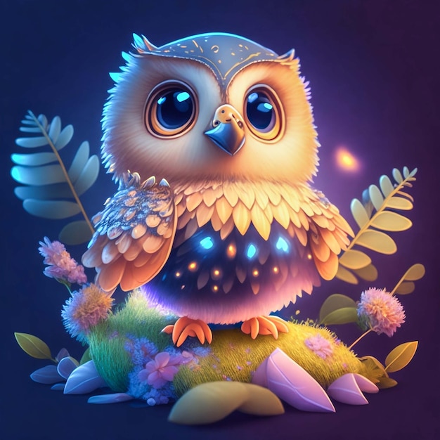 very detailed cute animal owl background