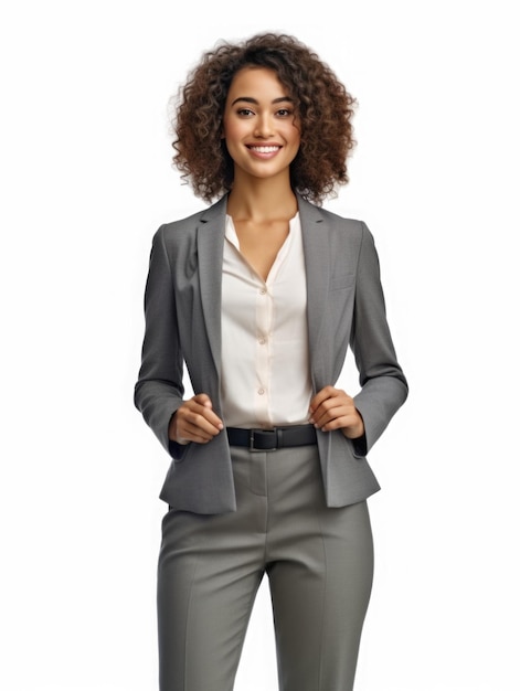 Very detailed photo portrait of a realistic smiling business woman