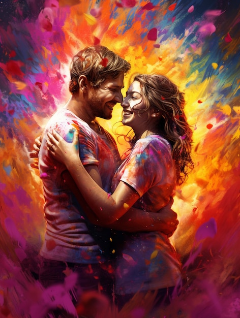 A very happy person celebrates happy holi in full color