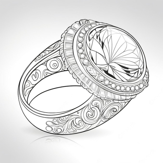 Photo very luxurious ring line art white background