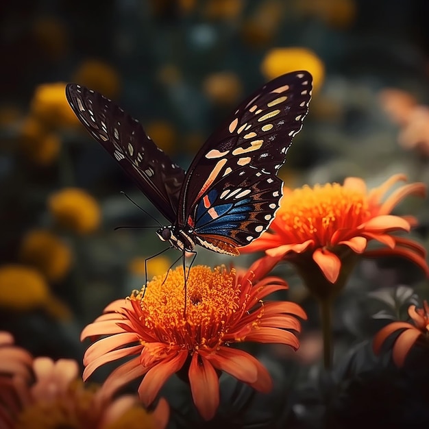 Very nice butterfly from flower to flower images Generative AI