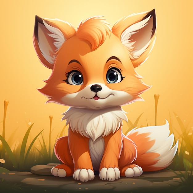 Very nice cartoon orange baby fox animal picture Generative AI