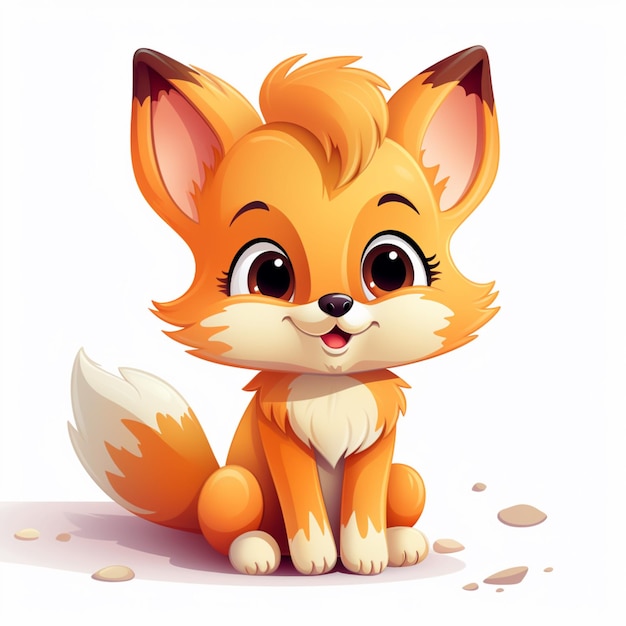 Very nice cartoon orange baby fox animal picture Generative AI