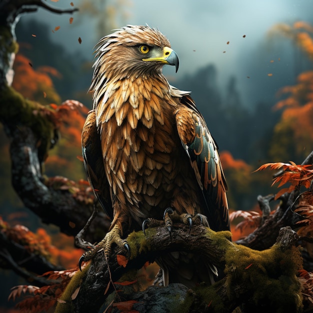 Very nice hawk sitting tree picture Generative AI