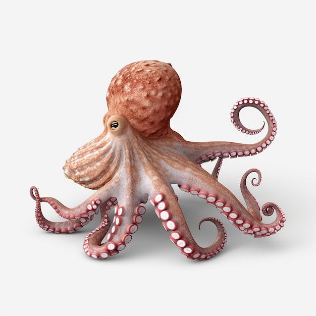 Very nice octopus white background Generative AI