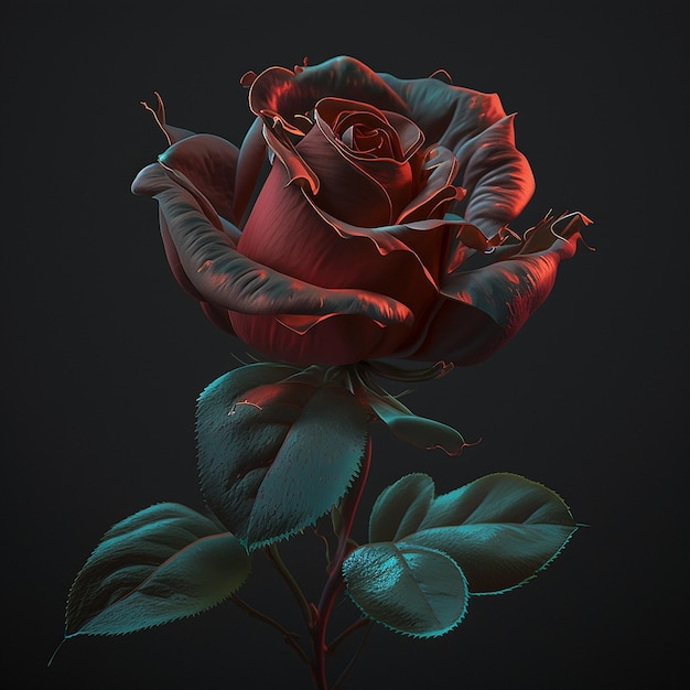 Very nice spectral red rose against dark images Generative AI