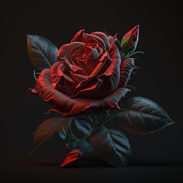 Very nice spectral red rose against dark images Generative AI