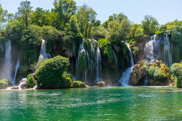 A very picturesque waterfall is in the Kravice National Park in Bosnia and Herzegovina.