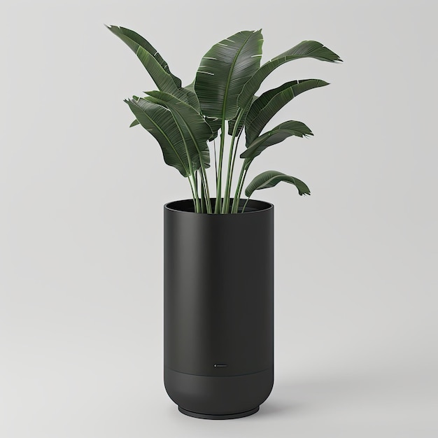 very tall plant pot photography on white background