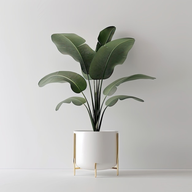 very tall plant pot photography on white background