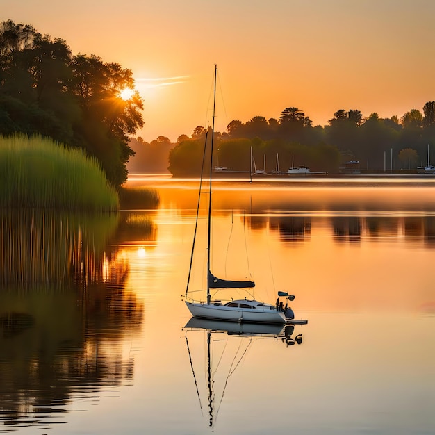 Vessel Floating on Top of Serene Waterway