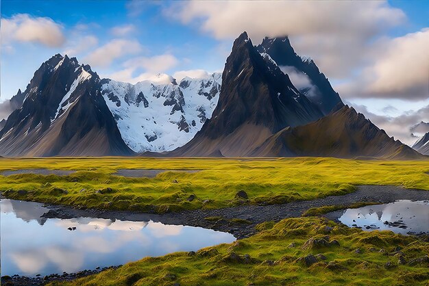 Vestrahorn mountains in Stokksnes Iceland generated by Ai