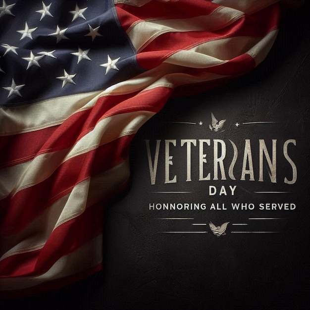 Photo veterans day flat illustration design