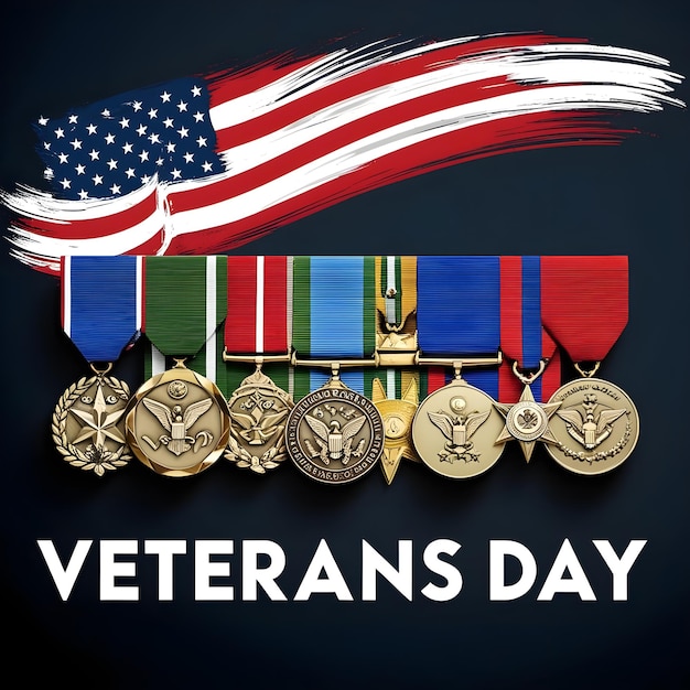 Veterans Day Military Service Medals Display