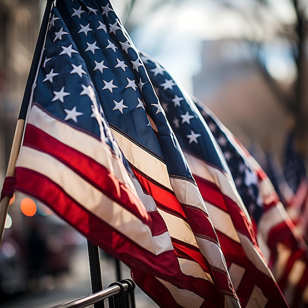 Veterans DayHappy Veterans Day concept American flags against a blackboard background November 11