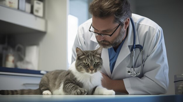 The Veterinarian Examining a Cat