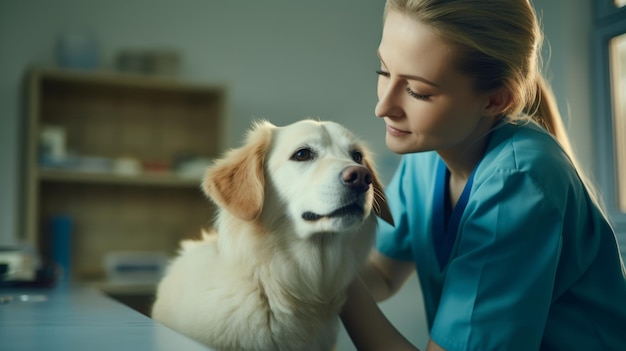 Veterinarian examining dog