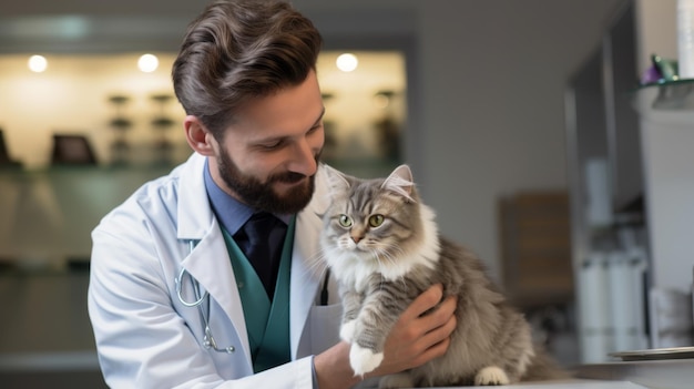 Veterinarian Giving Cat a Checkup