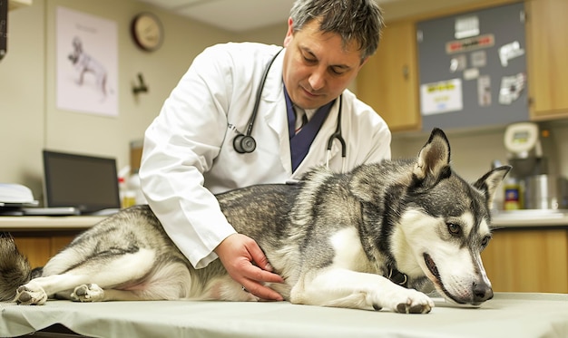 Photo veterinarian using equipment in cinematic documentary photography