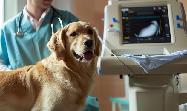 Photo veterinarian using equipment in cinematic documentary photography