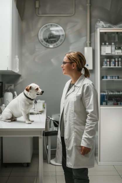 Photo veterinarian at the veterinary clinic generative ai