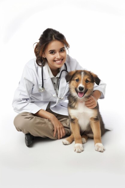 Veterinarian with happy puppy