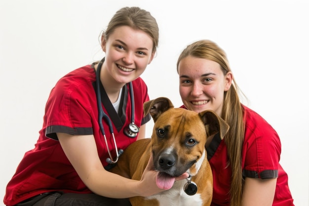 Photo veterinary care with happy dog