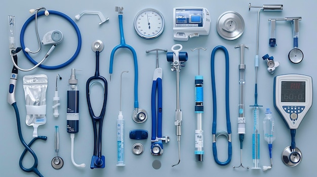 Photo veterinary tools on flat background