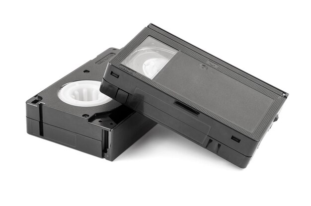 VHSC video cassettes on white background