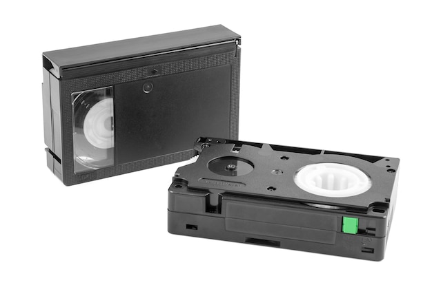 VHSC video cassettes on white background